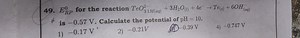 Calculate the electrode potential (E) for the following reactio... | Filo