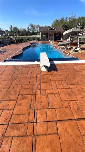 Stamped Concrete Pool Deck Transformation Using EasyTint Yukon Gold | DirectColors.com