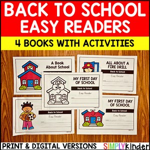 Back to School Readers with Activities for Kindergarten: First Day, Recess, Fire