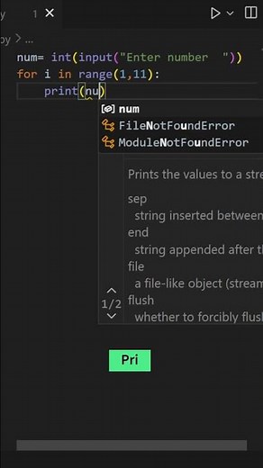 Print Multiplication Table of any number with Python || #coding #python #shorts