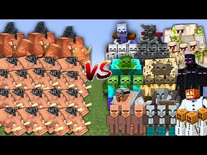 HOGLIN ARMY vs ALL MOBS ARMY in Minecraft Mob Battle