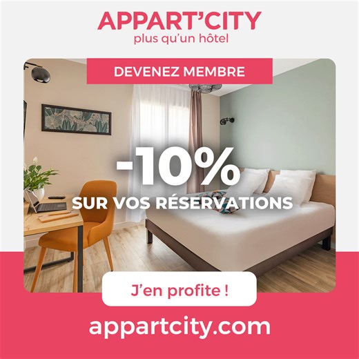 Devenez membre en créant votre compte Appart'City et économisez -10% sur vos réservations ! | Appart’City