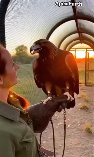 Incredible golden eagle training moment captured in a safe wildlife environment 🦅 The trust between trainer and bird is next level — pure skill, patience & respect for nature. 👉 Real wildlife education at its best. #GoldenEagle #WildlifeTraining #BirdOfPrey #WildlifeEducation #apexearth | Apex Earth