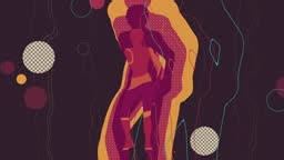 4k Loop animation of multicolored abstract background with dancer....