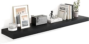 Heimlove Floating Shelves for Wall 55 Inch Long,Extra Large and Thick Wood Shelves Mounted Storage Hanging Shelf Invisible Bracket for Bedroom,Living Room,Kitchen,Office,Black