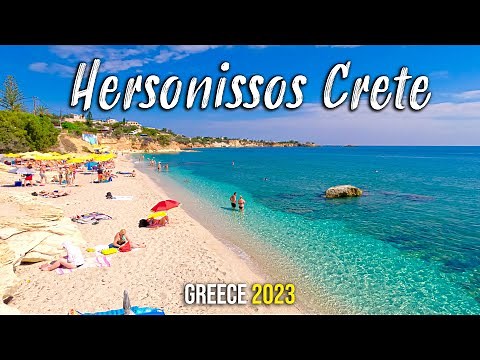 Hersonissos Crete, beaches that you can walk to, walking tour 4k, Drone shots, Kreta, Greece 2023