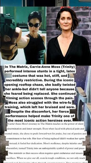 Carrie Anne Moss Trinity Performed In Tight. Latex Costume That Was Stiff During In The Matrix
