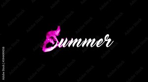 beautiful smoke reveal of text in three colours on black background, saying "summer" in a handwritten style script font, in 4k at 60fps. Stock Video