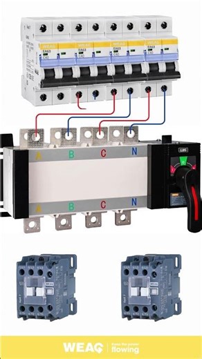 Contactor Control: MTS Transfer Switch Wiring with Dual MCB Power Sources.