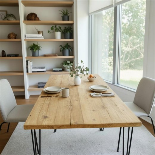 Eco‑wood Dining Table | Sustainable Reclaimed Timber | Natural Beeswax Finish - Etsy