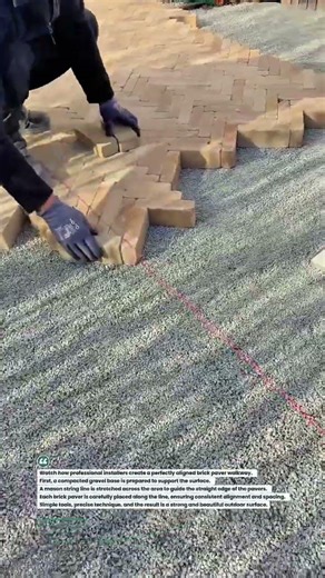 Perfect Brick Paver Alignment with String Line #PaverInstallation #Masonry #Construction