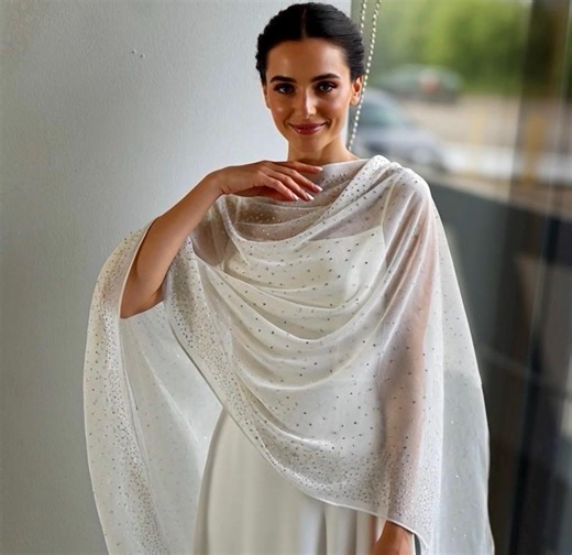 White Rhinestone Sheer Mesh Fabric – Sparkling Tulle for Evening Wear - Etsy