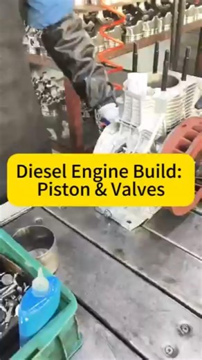 Diesel Engine: Piston & Intake/Exhaust Valves Install