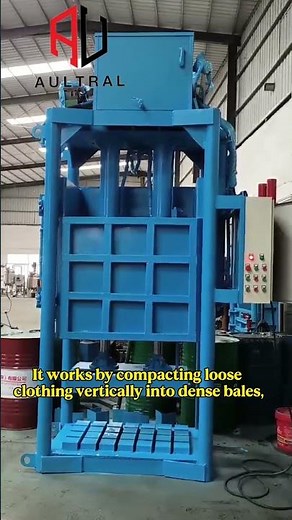 High-Density Vertical Clothes Baler with Hydraulic System #sustainablesolutions