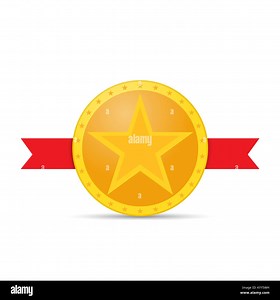 Gold star medal and red ribbon on white background. Vector illustration Stock Vector Image & Art - Alamy
