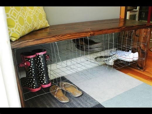 DIY industrial entry shoe bench