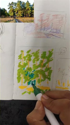 learning how to draw nature with Sketching/ drawing nature with markers #landscape