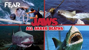 "Smile you son of a -" Ever wanted to see all 4 Sharks from the Jaws franchise explode/electrocute/blow up/be impaled at the same time? OF COURSE YOU DO! Which version of Bruce do you think had the best demise? Sound off in the comments! 🦈 #Fear #FearTheHomeOfHorror #HorrorMovies #Jaws #Sharks #StevenSpielberg | Fear: The Home of Horror