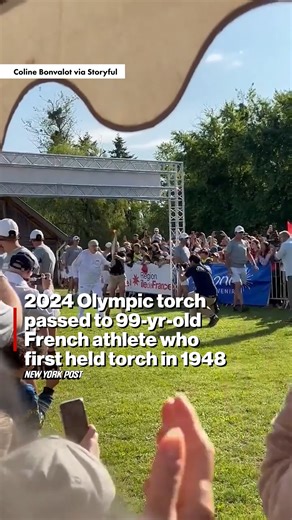 2024 Olympic torch passed to 99-yr-old French athlete who first held torch in 1948. | New York Post