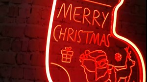 Merry Christmas Neon Sign, Red Santa Claus Acrylic Xmas LED Light Up Neon Christmas Sign, USB Powered Dimmable Xmas Neon Light for Wall Home Office Decor Christmas Gifts