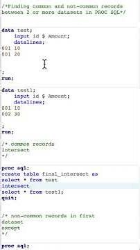 Finding Common and Not Common Records Between 2 or More Datasets in PROC SQL