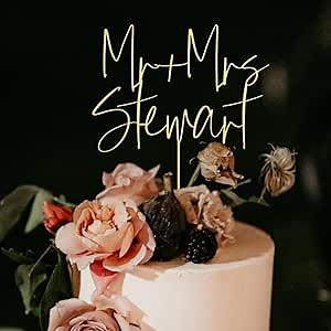 Wedding Cake Toppers, Wedding Cake Toppers Bride and Groom, Custom Cake Topper, Customize Your Own Anniversary Mr and Mrs Cake Topper (Design 3)