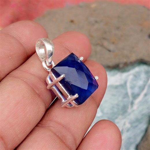 Sapphire Pendant, 925 Sterling Silver Pendant, Gemstone Pendant, Handmade Pendant, Women Pendant, Designer Pendant, Boho Pendant, Her Gift - Etsy