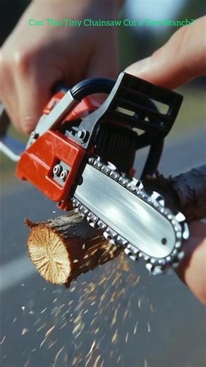 Survival Skills: Mini Chainsaw Cutting Tree Branch#MiniChainsaw #WoodCutting #Satisfying