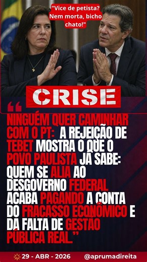 TEBET DÁ FORA EM HADDAD E DESCARTA VICE EM SP