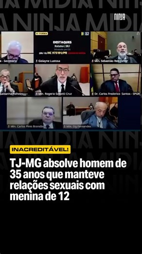 A maioria da 9ª Câmara Criminal do TJ-MG absolve homem de 35 anos que manteve relações sexuais com menina de 12. Pela legislação brasileira, pessoas menores de 14 anos não têm capacidade legal para consentir com relações sexuais. Por isso, a prática se enquadra no crime de estupro de vulnerável. Em decisão anterior, a 6ª Turma do Superior Tribunal de Justiça (STJ) discutiu situações envolvendo vítimas de 13 anos, o que gerou debate jurídico sobre a interpretação da norma. Na ocasião, o ministro