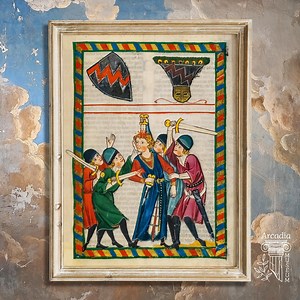 Medieval Manuscript Print, Codex Manesse, Chivalry Poster, Middle Ages Art, Knight Combat Illustration - Etsy