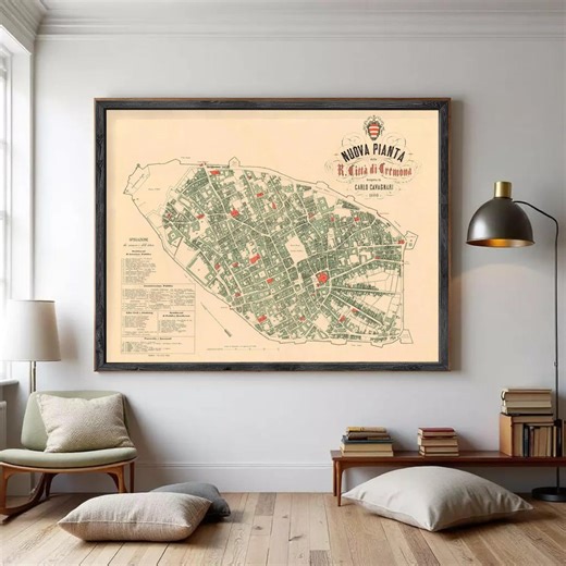 Old Map of Cremona 1880 Antique Vintage Italy | Wall Map Print - Etsy