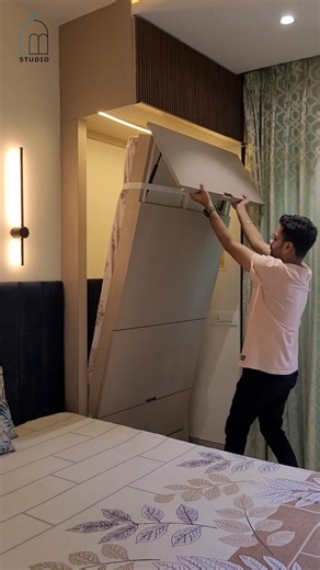 Imagision Studio | Interior Design Studio | Transform your space with this Murphy bed cum study table! Perfect for small spaces. 🛏️💻 #SpaceSaving #MurphyBed #StudyTable... | Instagram