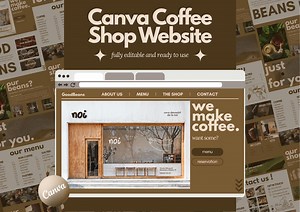 Canva Coffee Shop Website Template – Modern One Page Design for Baristas and Small Businesses - Etsy