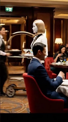 This Dining Robot Moves Like a Pro Waiter! 🍽️ #ServiceRobot #HotelTech #DiningBot