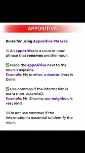 ✅ Appositive . . . . . #englishtips #grammartips #shorts | Study All