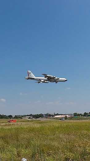 B-52H 61-0028 on a functional check flight after programmed depot maintenance at Tinker AFB, OK on 26 August 2024. She is flying without paint, other than some prepainted surfaces and an orange rudder. The flagship of the 49th Test and Eval Squadron is set to return to Barksdale AFB, LA after completion of the test flights and a repaint. | Redhome Aviation