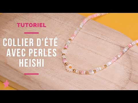TUTORIAL | Summer Necklace with Heishi Beads, Heart and Mother-of-Pearl Flower