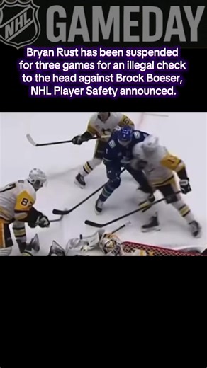 Penguins Bryan Rust has been suspended for his brutal elbow on Canucks Boeser #NHL #Hockey #hockeytiktoks #foryou #fyp