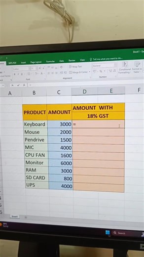GST Calculation in Excel ✅ | #excel #reels #msoffice #computertips #shorts