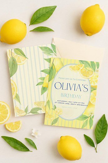 Lemon Birthday Invitation Template | Editable Summer Party Invite | Printable Front & Back Design | Lemon Theme Dolce Vita Classy Invite - Etsy Canada