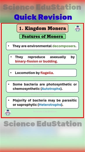 Kingdom Monera Class 11 #notes #shorts #quickrevision #class11biology #neet #cbse #ncert #biology