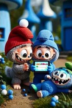 Labubu Meets the Smurfs: Cutest Blue Monster Crossover Ever! 🧢💙😂