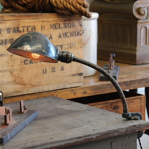 Vintage Industrial Clamp on Gooseneck Bench/ Shelf Mount Factory Task Light/ Lamp - 1950s - Etsy