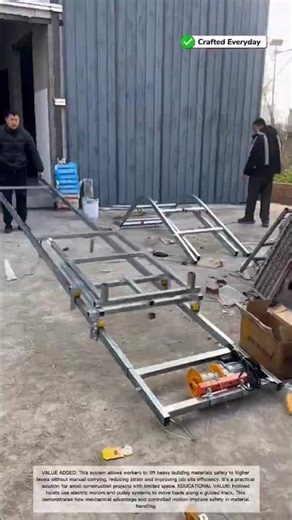 Inclined Ladder Hoist Lifts Panels to Upper Floors #craftedeveryday