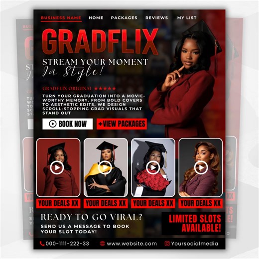 Graduation Flyer Template, Graduation Invitation, Senior Announcement, Class Celebration Poster, Editable Canva - Etsy