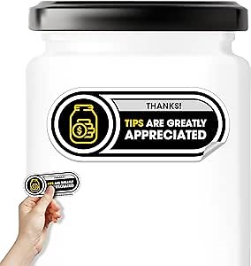 Tips are Greatly Appreciated Small Sticker | Tips Appreciated 1 Small Sticker | Tip Jar Sticker Sign | 2x5 Inches Permanent Waterproof UV Resistant Matte Vinyl Sticker | Tips are Appreciated Jar Sign
