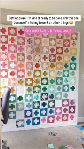 Emily - Quilty Love - Modern Quilter on Instagram: "I’m almost done with this scrap stash plus quilt! 🌈 This one is a free pattern for newsletter subscribers. Comment link and a DM to sign up and download will be waiting for you."