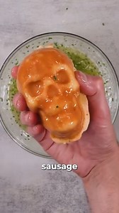 Breakfast Skulls stuffed with Sausage, Egg and Cheese #breakfastideas #easyrecipe #halloween #foodies #spookyseason | Josh Elkin