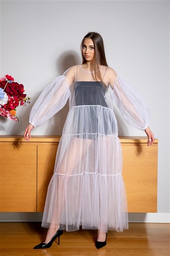 White See Through Dress, Sheer Dress, Party Dress, Unique Modern Wedding Dress - Etsy